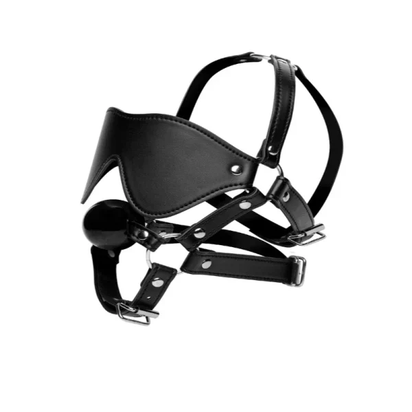 Blindfold Harness and Black Ball Gag - Image 4
